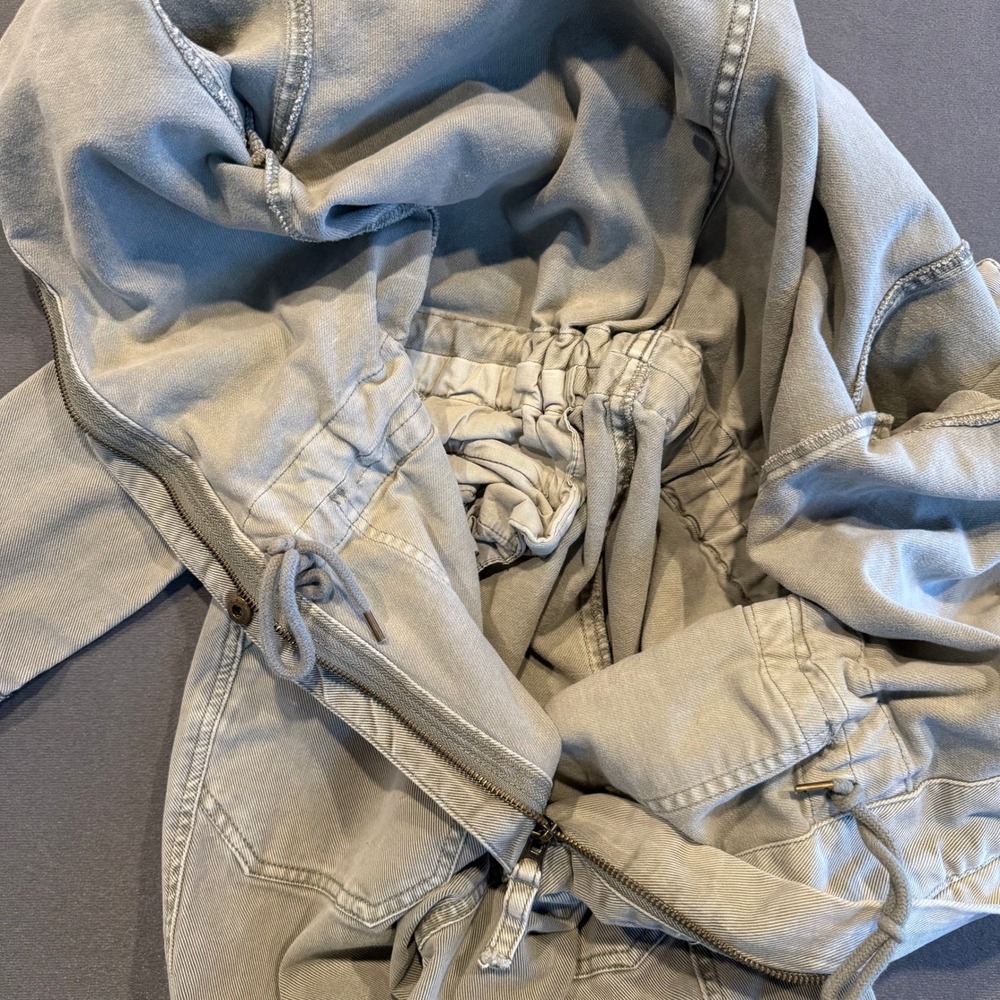 Faherty Women's Utility Jumpsuit M Sage Green Khaki Cinch Waist Long Sleeve - Picture 10 of 16